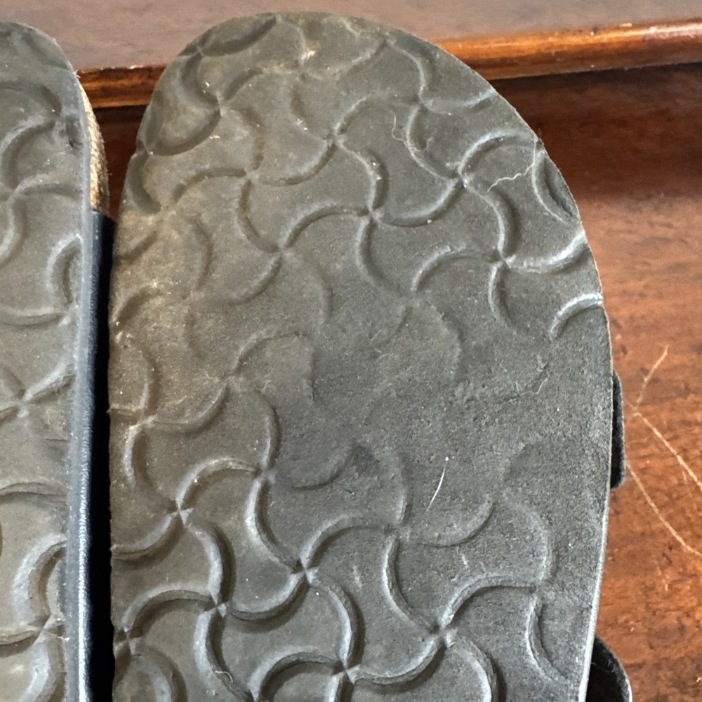 Size 40 Birkenstock Arizona Sandals Black Leather Double Strap Cork Footbed - Picture 12 of 14